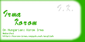 irma korom business card